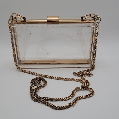 Clear box clutch - ,, gold-tone
