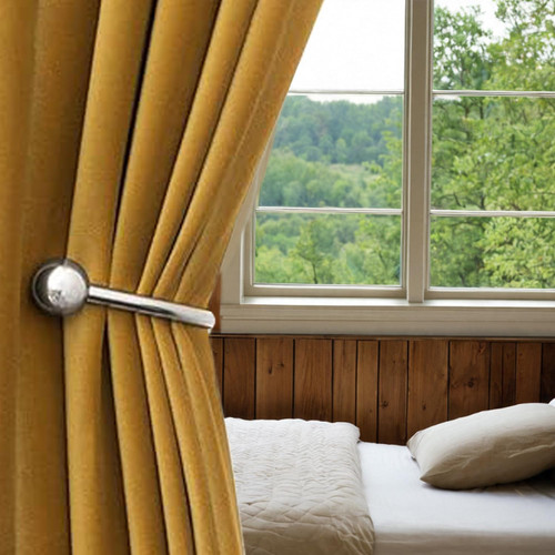 Chrome curtain tie back - tie, hooks
