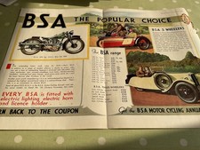 BSA THREE WHEELER CAR  SIDECAR BIKES 1934 ADVERTISEMENT MOTORCYCLE ARTICLE.