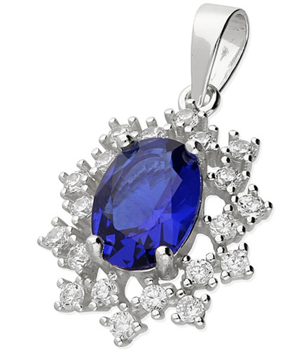 Silver sapphire blue - sapphire, cz