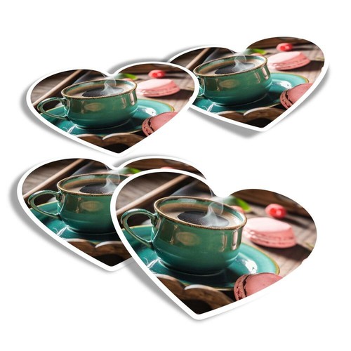Heart stickers coffee - 4x,