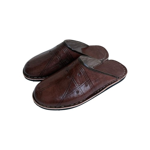 Dark brown leather clog - leather, hand