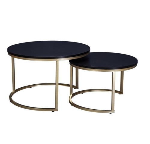 Round black coffee table - round,
