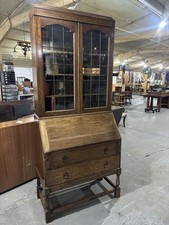 Antique oak bookcase writing - antique,