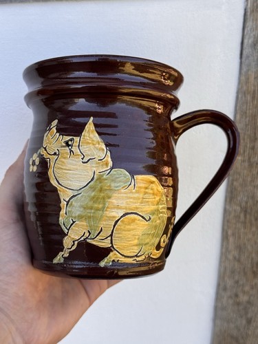 Slipware studio pottery mug - pottery,