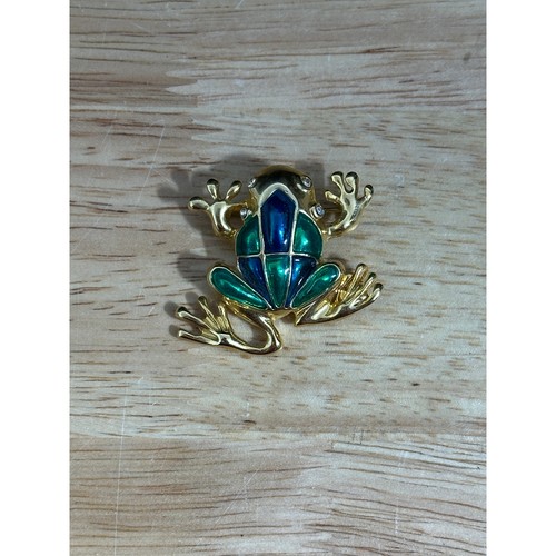 Frog brooch pin enamel - brooch,