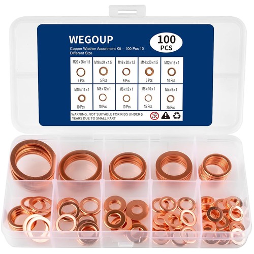 Copper washers 100 pcs - copper, washers,