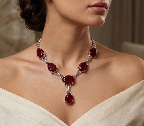 Red garnet necklace - garnet,
