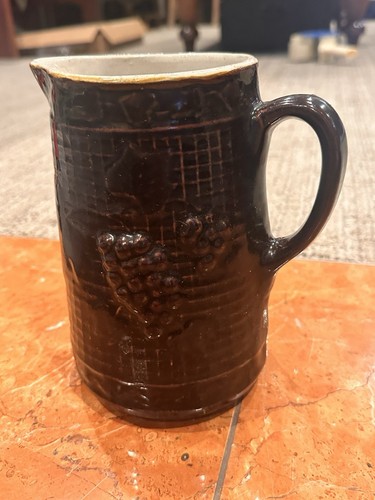 Antique brown stoneware grape - brown,