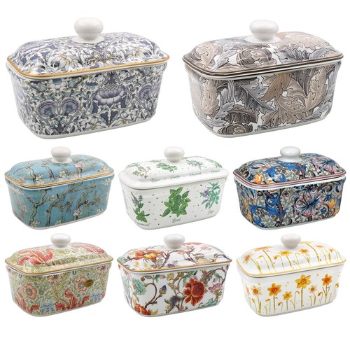 Bees flowers ceramic butter - bees,