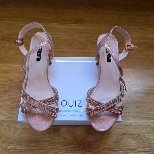 Quiz rose gold strappy ankle - quiz,