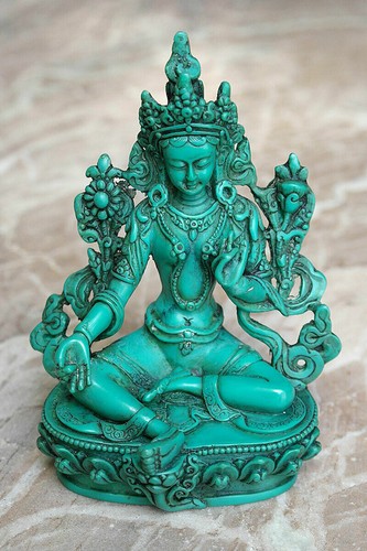 Green tara resin statue - resin,
