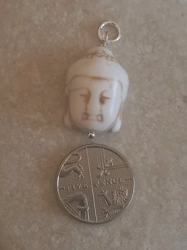 Buddha head pendant - head, white