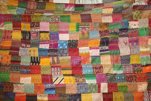 Vintage silk patchwork kantha - vintage,