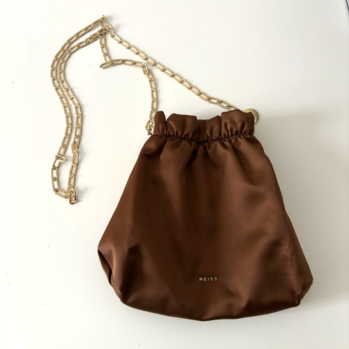 Reiss bag brown - satin, bucket
