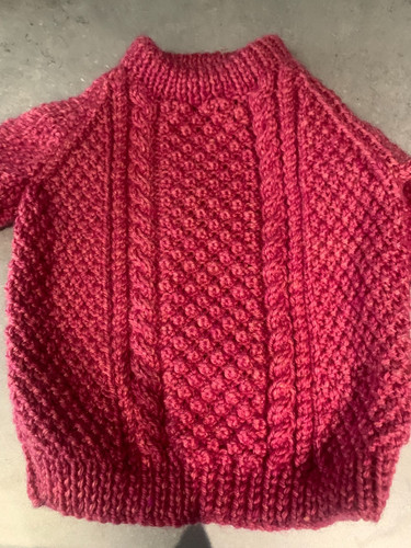 Hand knitted aran jumper size - knitted,
