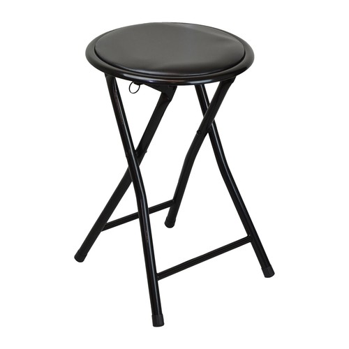 Padded folding stool black - padded,