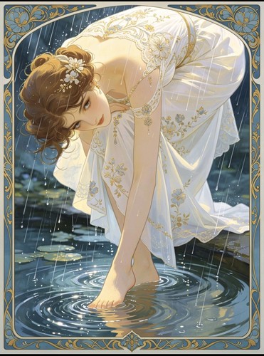 Art nouveau lady the lake - nouveau,