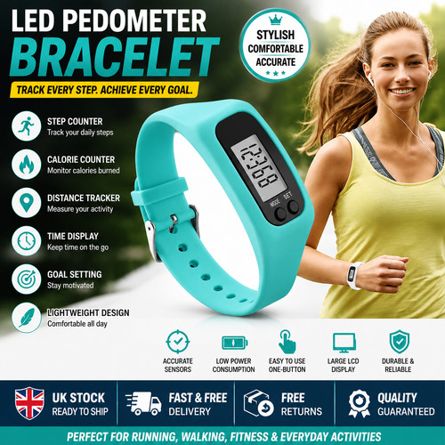 Led pedometer bracelet step - led,