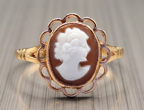 Vintage 9ct gold cameo ring - vintage,