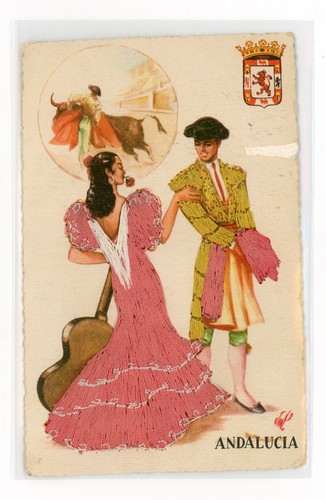 Postcard embroidered spanish - postcard,