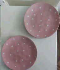 2 Maxwell Williams designer homeware salad  Sprinkle plate pink White Polka Dot 