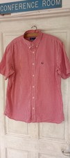 FRED PERRY Gingham Check Long Sleeve Shirt Red and White Size Large (L) Mod 60s