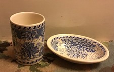 Rare Vintage Crabtree & Evelyn Soap Dish & Toothbrush Holder