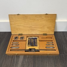 VINTAGE ENGINEERING TOOLS PRESTO BSP 1/8 1/4 3/8 TAP & DIE SET IN WOODEN CASE