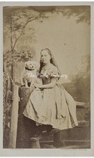 CDV GIRL WITH BICHON POODLE