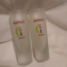 Grand Marnier Tall And Spikey Frosted Glassx 2  Tall  Man Cave Pub Bar