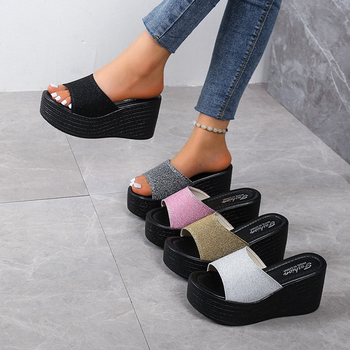 Ladies womens sparkly wedge - ladies,