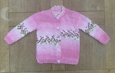 Hand knitted girl’s pink chunky cardigan - age 2-3 years
