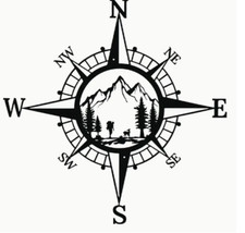 2X MOTORHOME CAMPER VAN CARAVAN / STICKERS / DECAL / GRAPHIC / COMPASS MOUNTAINS