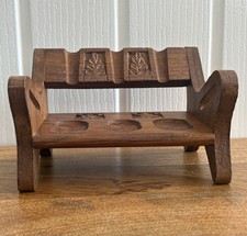 Vintage Hand Carved Wooden Tobacco Three Pipe Rack Holder Wood Stand - India