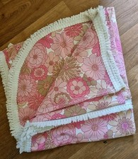 Vintage St Michael Pink Flower Power DOUBLE Bedspread