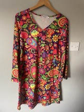 New 60s 70s Hippie Hippy Ladies Size M Fancy Dress Costume Flared Feelin Groovy