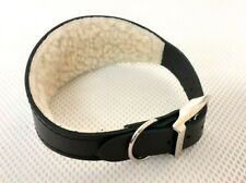 LEATHER GREYHOUND/LURCHER (BLACK) FLEECE LINED NECK 13" (33CM) 17.5" (44.5CM)