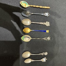 Seven Souvenir Teaspoons -2 Marked Continental Silver