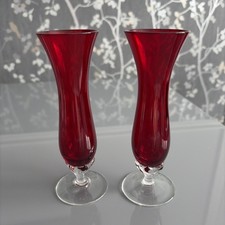 Vintage Ruby Red Bohemia Crystal Bud Vases