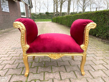 Settee Bench Red Velvet French