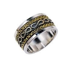 Designed Multi Metal Spinner Rare Ring 925 Sterling Silver Jewelry Perfect UK