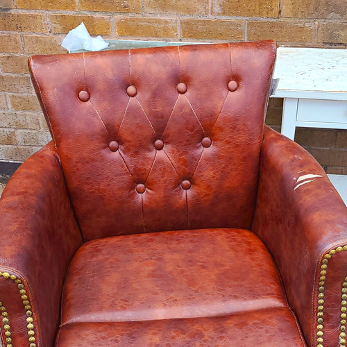 Brown upholstered armchair - brown,