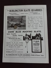 Antique 1913 Print Cutting Burlington Slate Quarries Westmorland Blue Advert