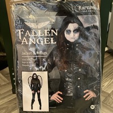 Fallen Angel Costume Halloween Goth Outfit Ladies Fancy Dress Size M