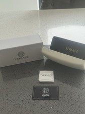 Versace Large White Hard Glasses / Sunglasses Case Sealed Cloth & Box-Unused