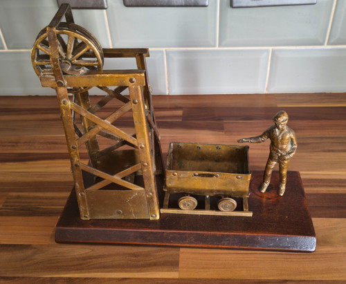 Antique brass miner mine coal - miner,