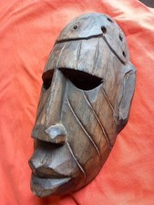 Indonesian Vintage Hand Carved Wooden Wall Mask 