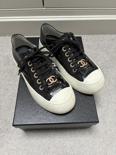 Chanel sneakers black patent - sneakers,