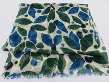 SEASALT CORNWALL BNWOT PRETTY EARTHY BLUE GREEN LEAFY PATTERN SCARF MAYBE WOOL